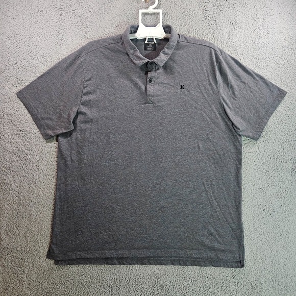 Hurley‎ Nike Dri-Fit Polo Shirt Men XXL Short Sleeve Gray - Picture 1 of 11